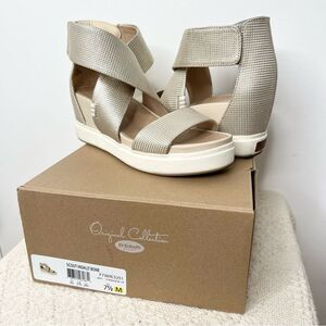 Dr. Scholl’s Scout High Wedge Sandal Bone Metallic Gold